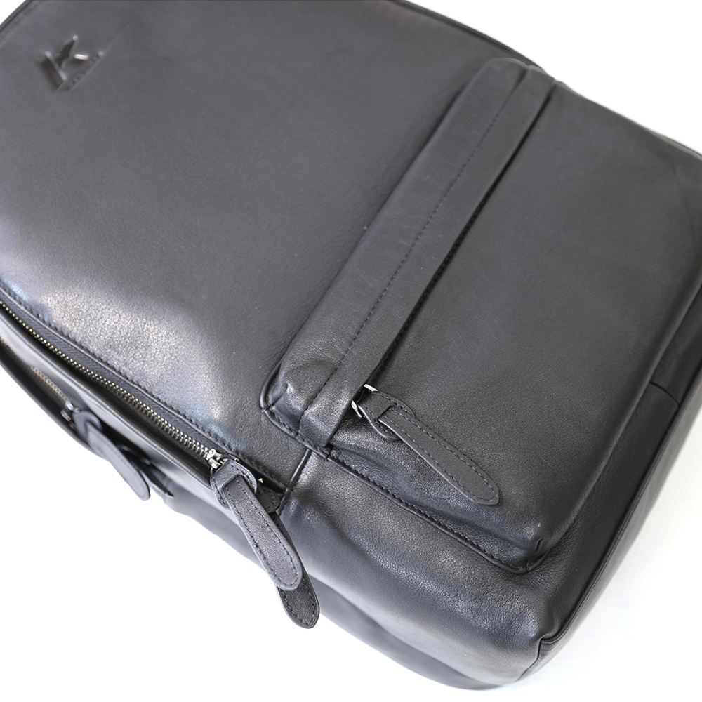Soft Leather Multi Compartment Backpack Black