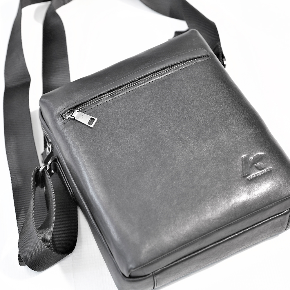 Men's Leather Small Crossbody Bag for Work Business Travel