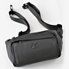 Black Fanny Pack for Men Genuine Leather Waist Bag Multiple Pockets Metal Zippers Belt Bag