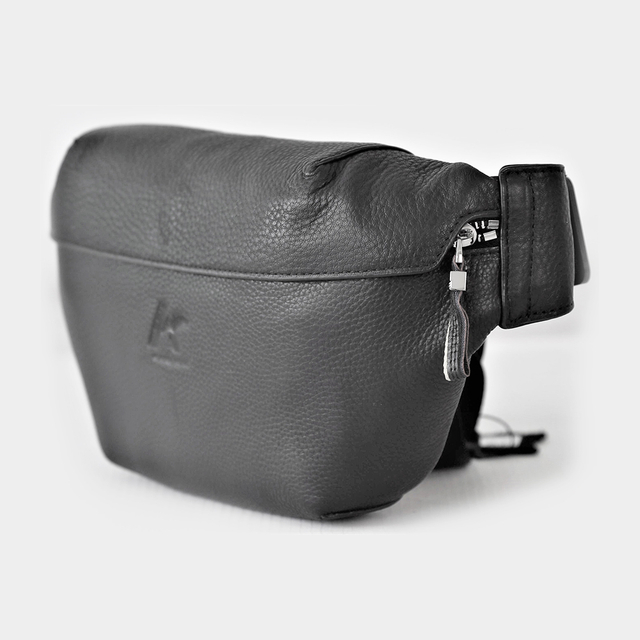 Genuine Leather Designer Travel Fanny Pack with Waist Belt Black