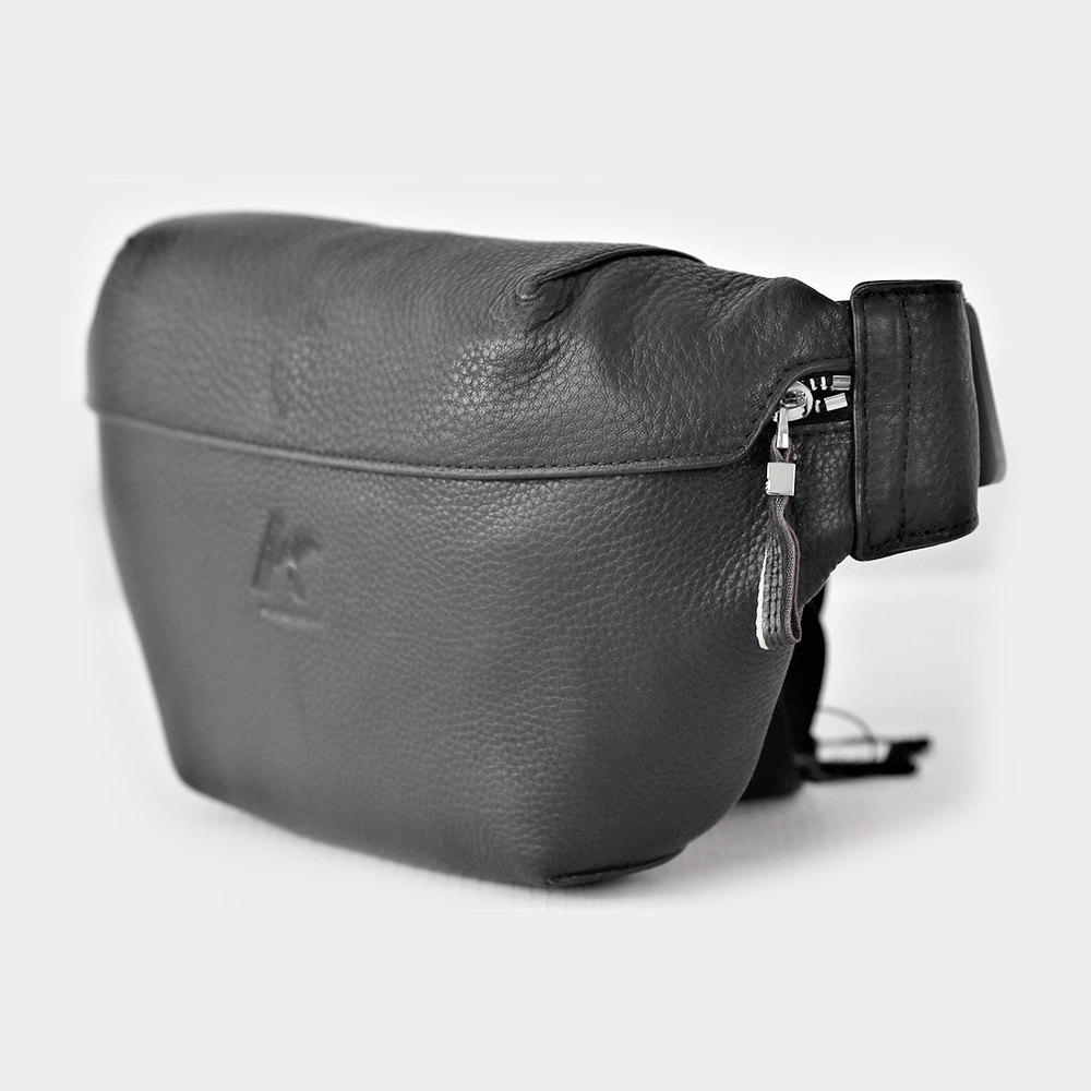 Genuine Leather Designer Travel Fanny Pack with Waist Belt Black