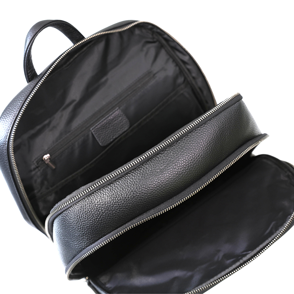 Woven Pattern Genuine Leather Backpack