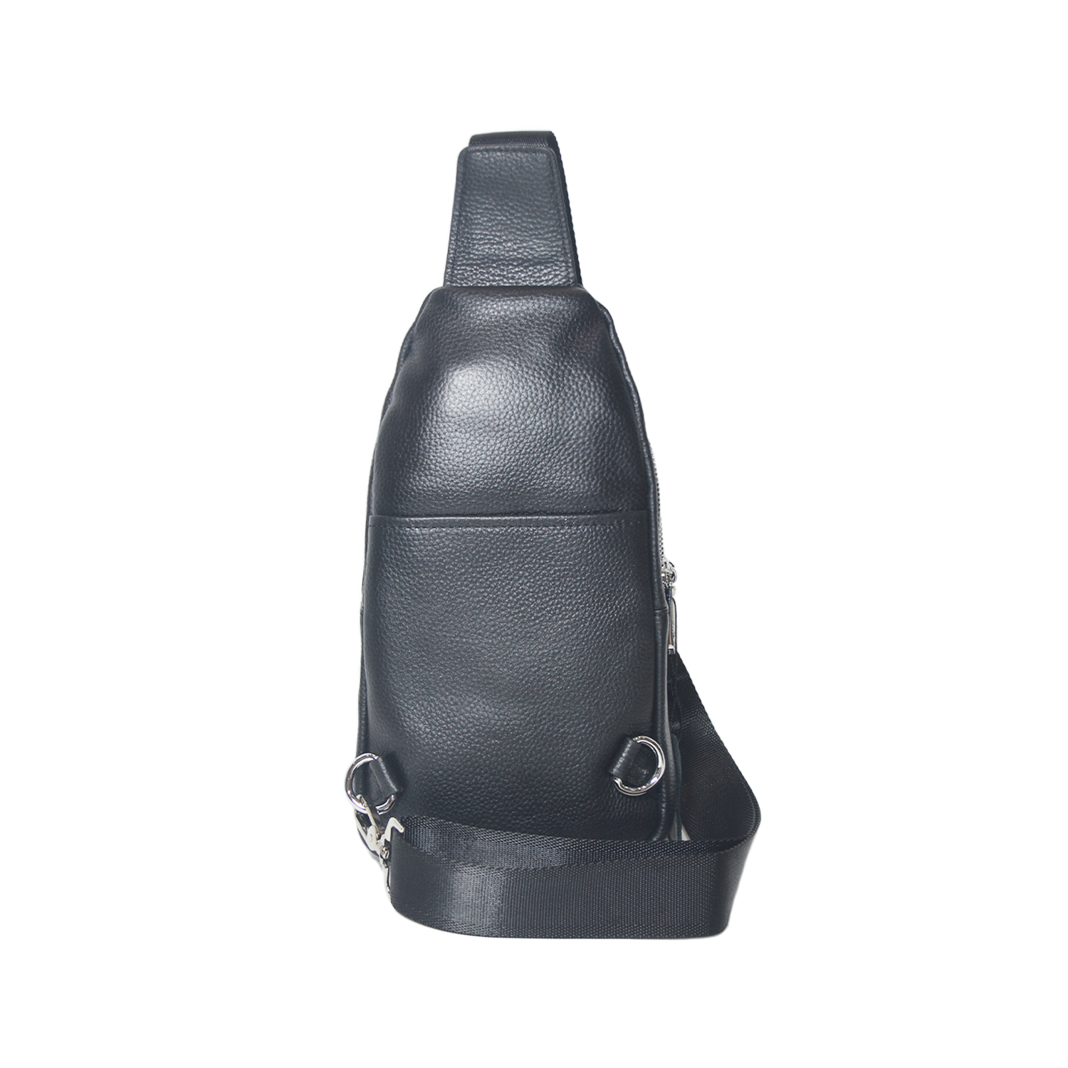 Mens Sling Bag Small Genuine Leather Chest Shoulder Bags Travel Crossbody Casual Daypack Black