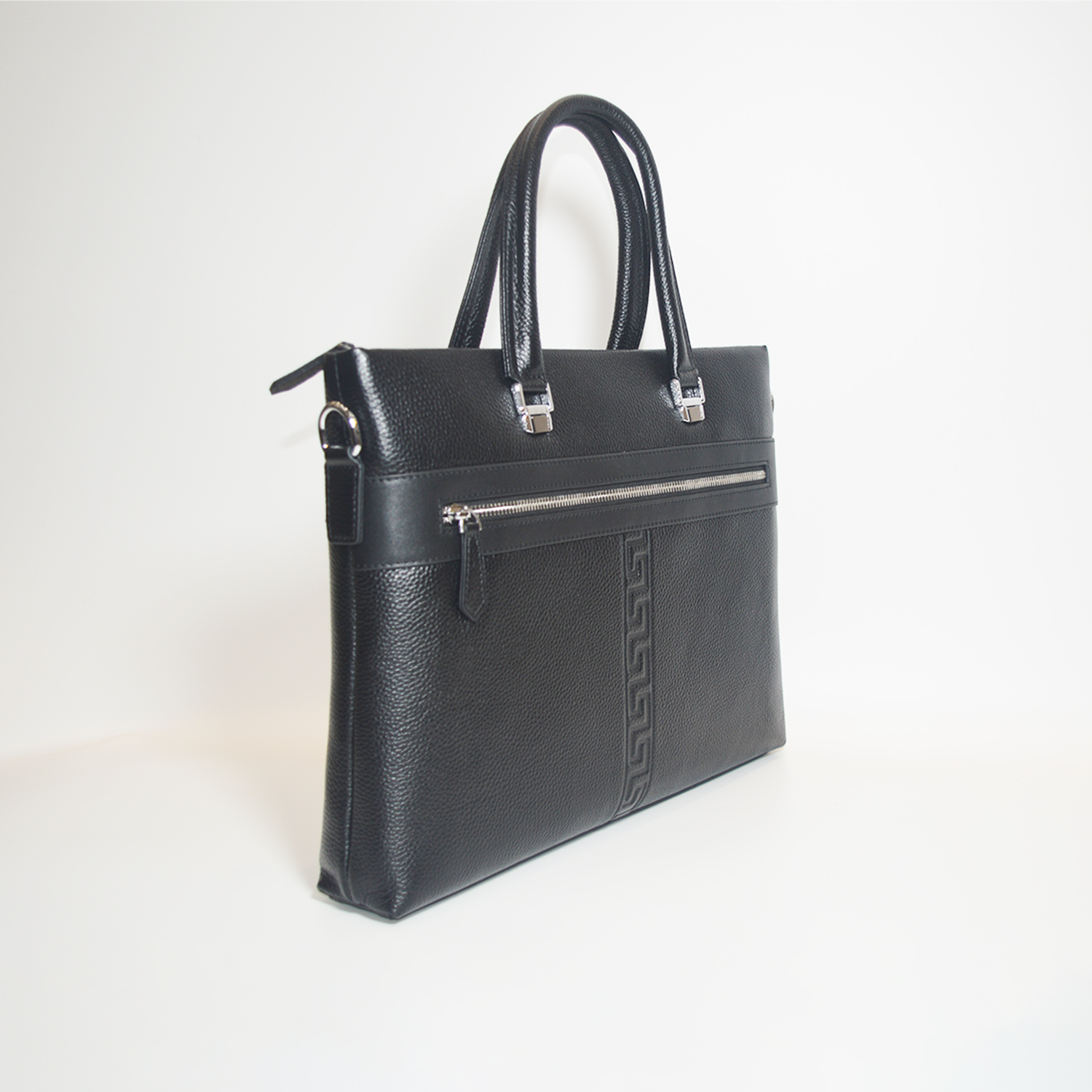 Black Custom Slim Executive Travel Bag Handbag Messager Bag Men's Genuine Leather Business Laptop Briefcase