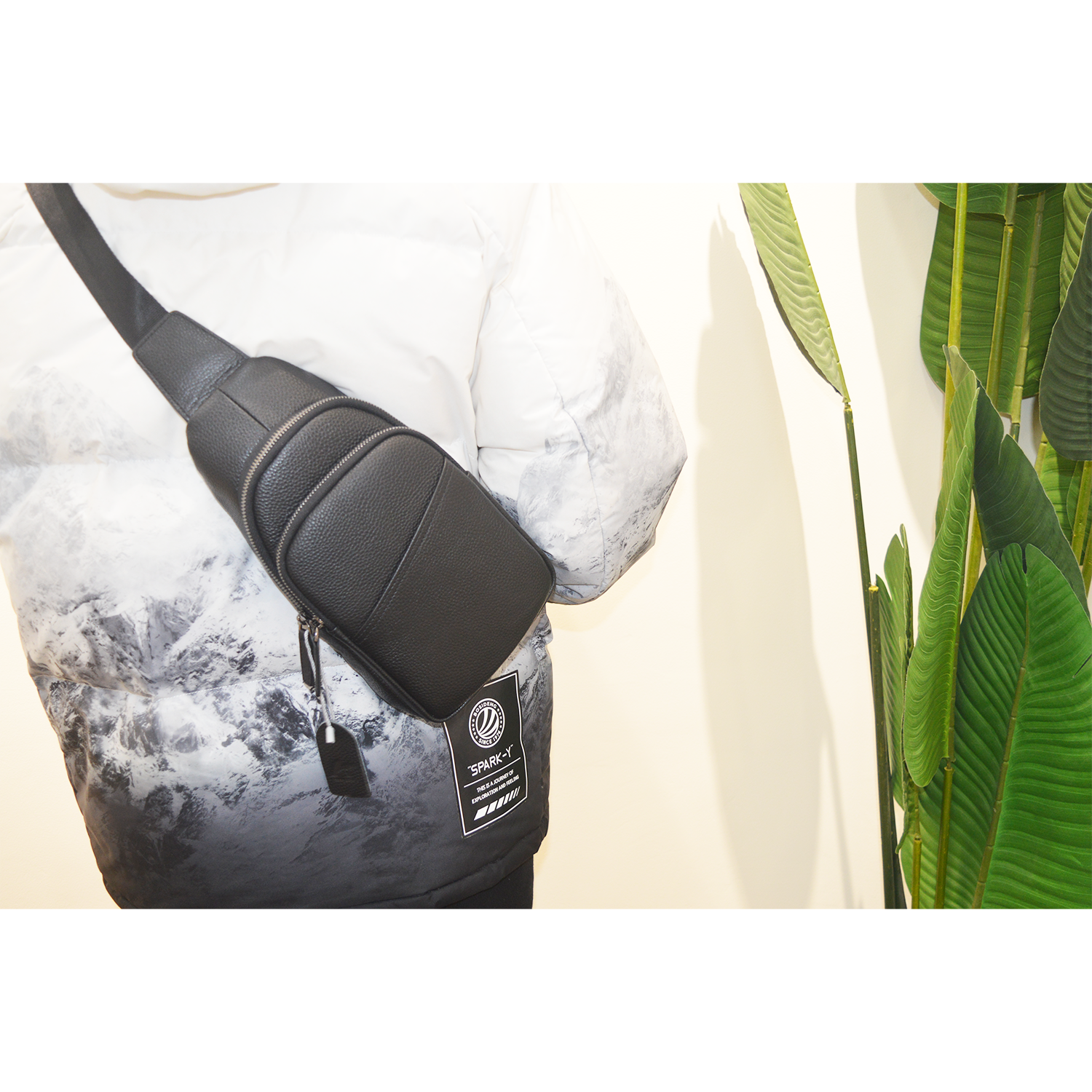 Sling Bag for Women Men Crossbody Fanny Packs Fashion Real Leather Chest Bag with Adjustable Strap