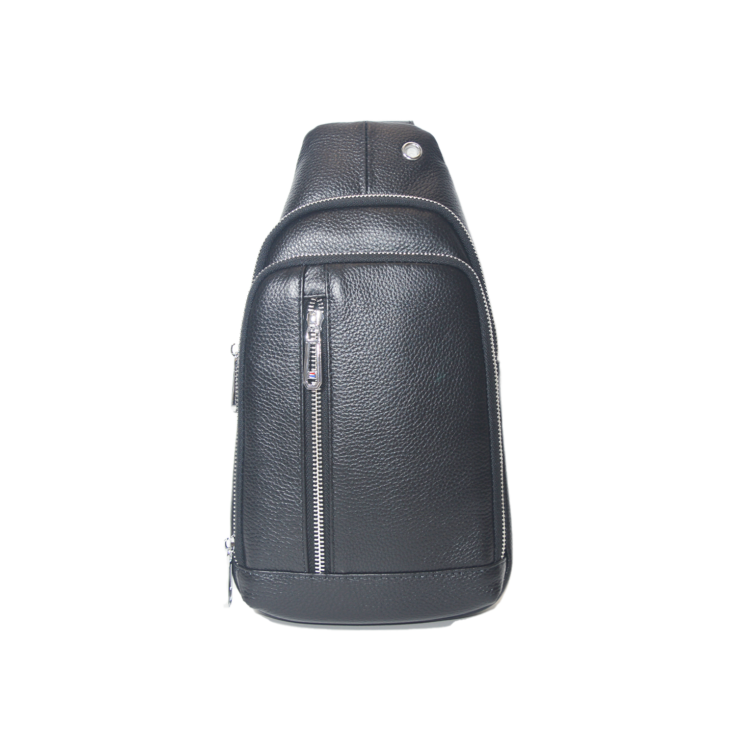 Genuine Leather Sling Bag for Men and Women Crossbody Small Chest Travel Daypack Black