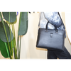 Black Genuine Leather Lawyers Briefcase Shoulder Laptop Business Bags for Men & Women with Magnetic Snap Pocket