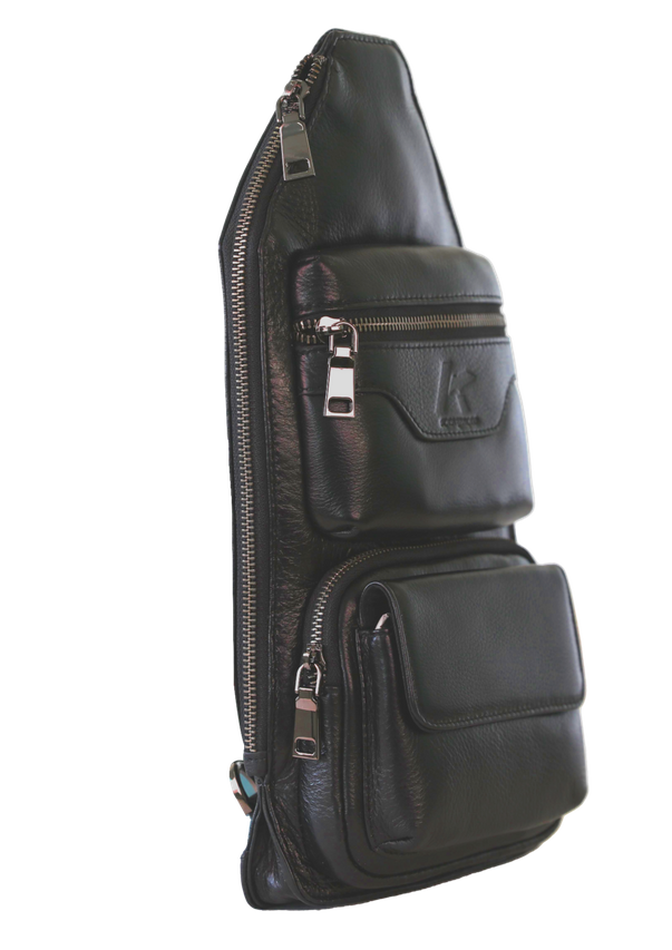 Genuine Leather Sling Bag Multiple Pockets Chest Bag