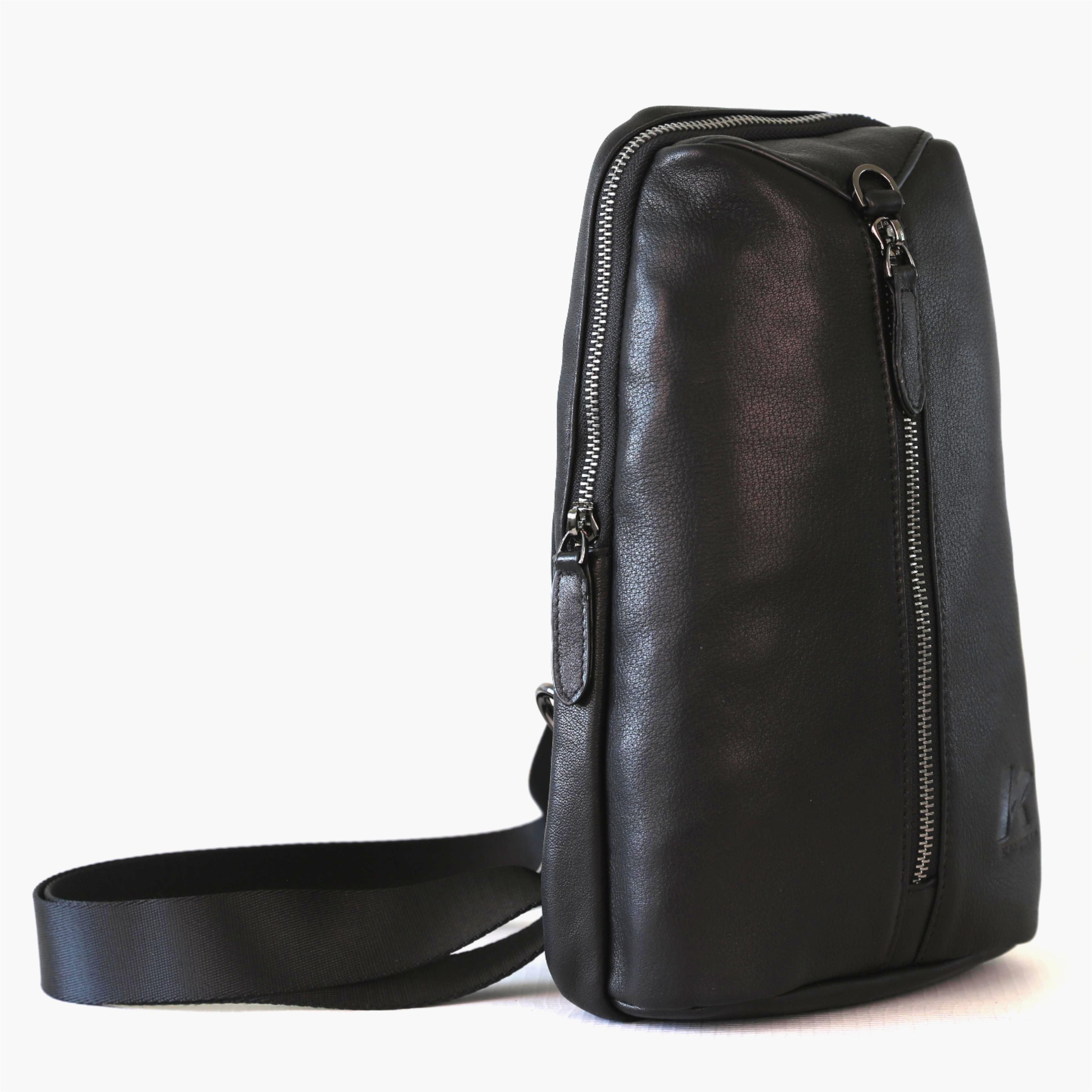 Real Leather Lightweight Sling Bag Chest Pack for Men Women Travel Outdoors