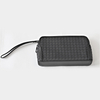 Soft Genuine Leather Weave Handbag Purse Wrist Bag with Double Zipper