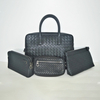 Napa Head Layer Genuine Leather Woven Briefcase Bag with Purse Suits