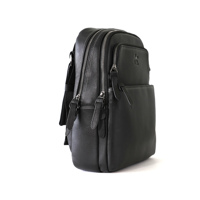 Quality Ladies/Unisex Soft Black Leather Backpack with Front Compartment