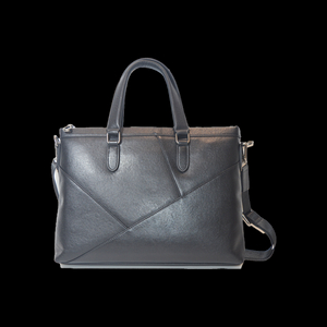 Geometric Pattern Design Cowhide Genuine Leather Briefcase Shoulder Laptop Business Slim Bags for Men & Women Black