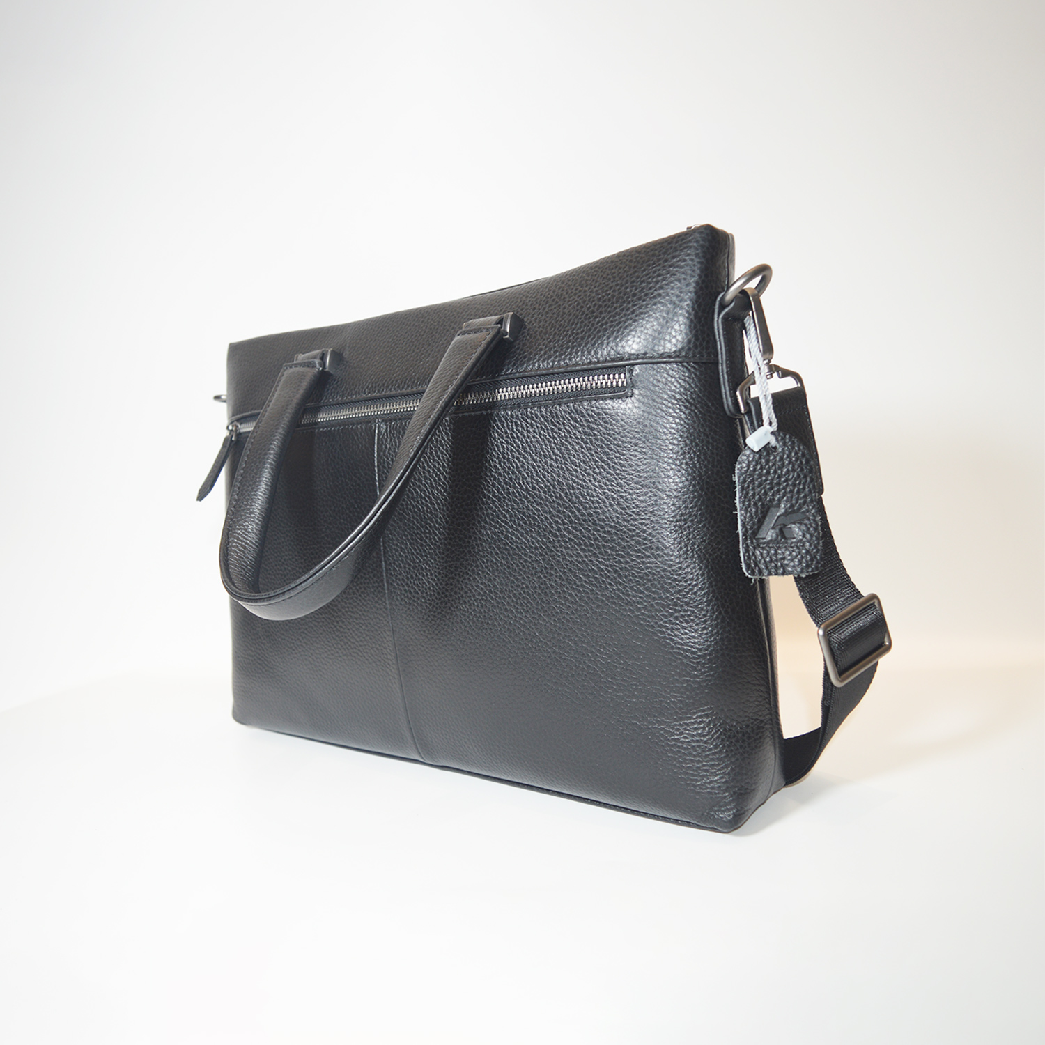 Full Grain Cow Leather Portable Briefcase Bag Laptop Leather Business Bag with Magnetic Snap