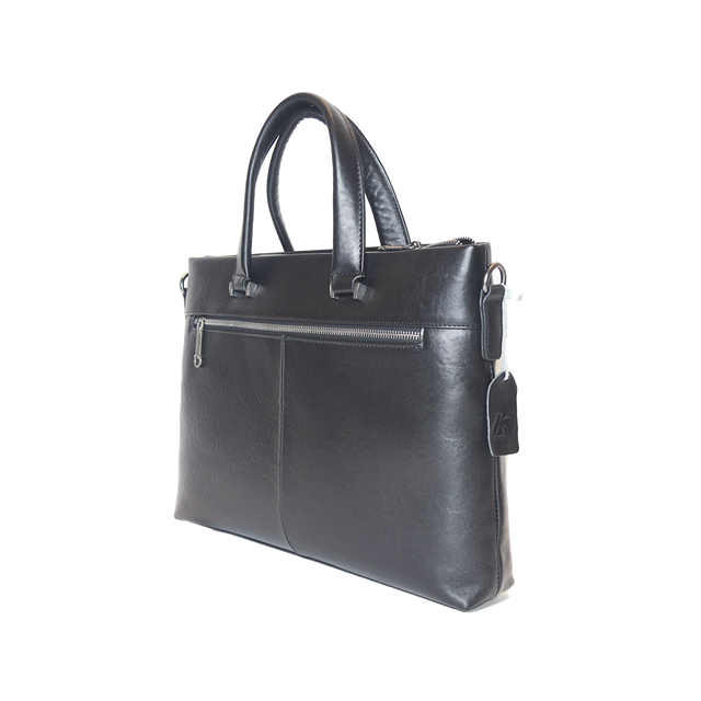 Black Genuine Leather Lawyers Briefcase Shoulder Laptop Business Bags for Men & Women with Magnetic Snap Pocket