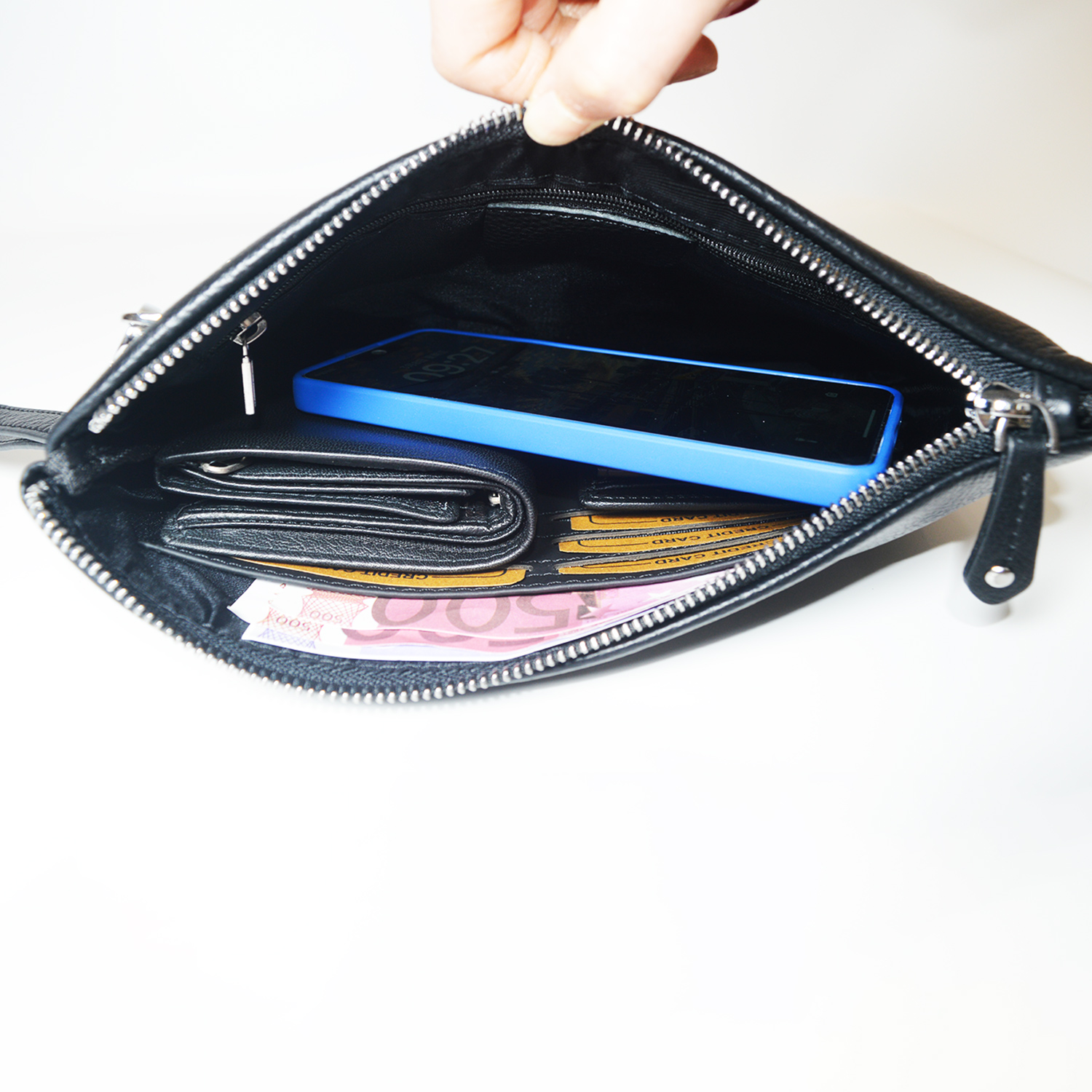 Time Resistance Genuine Leather Clutch for Men Organizer Wrist Bag Wallet