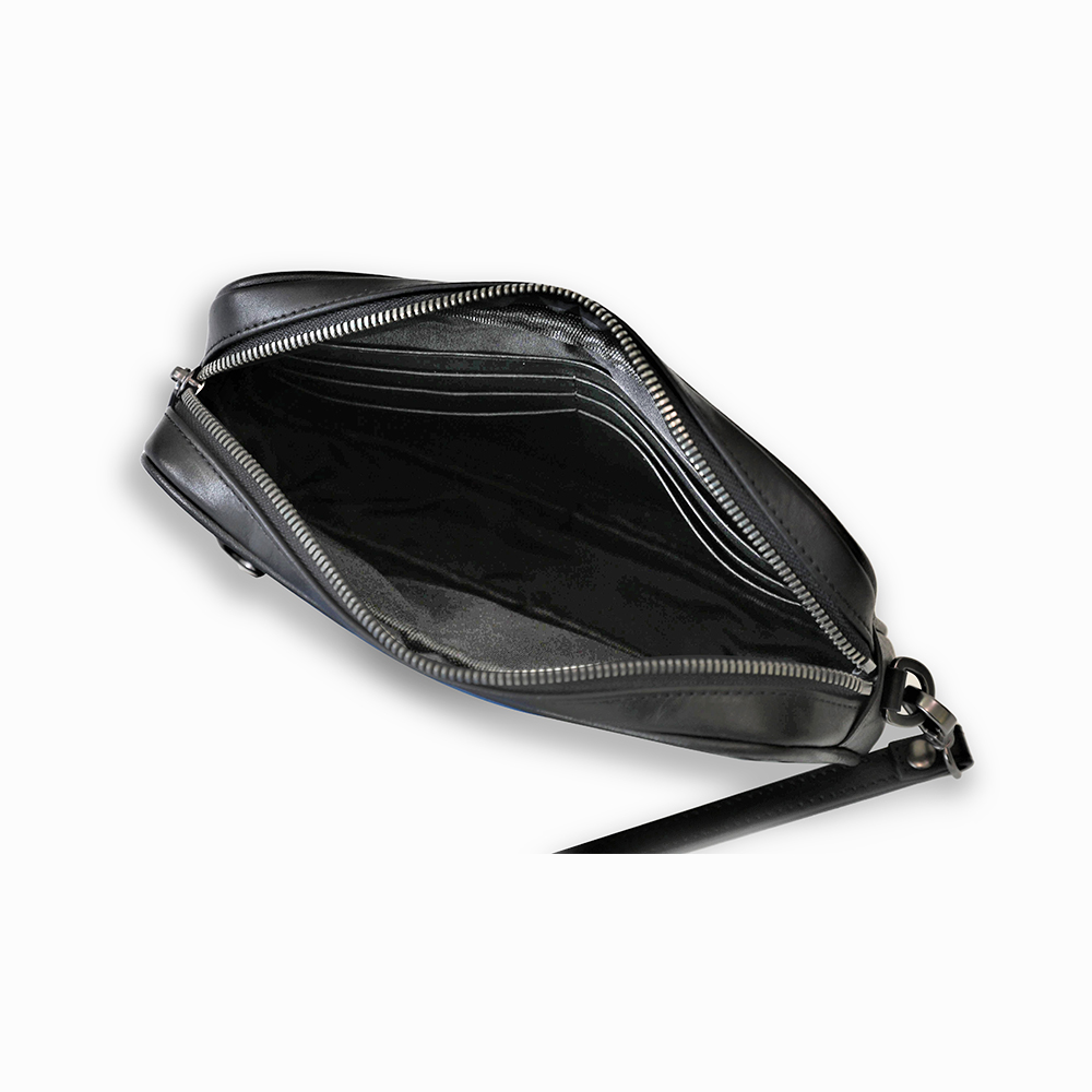 Soft Square-shaped Genuine Leather Weave Handbag Purse Wrist Bag