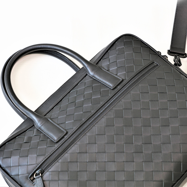 Napa Head Layer Genuine Leather Woven Briefcase Bag with Purse Suits