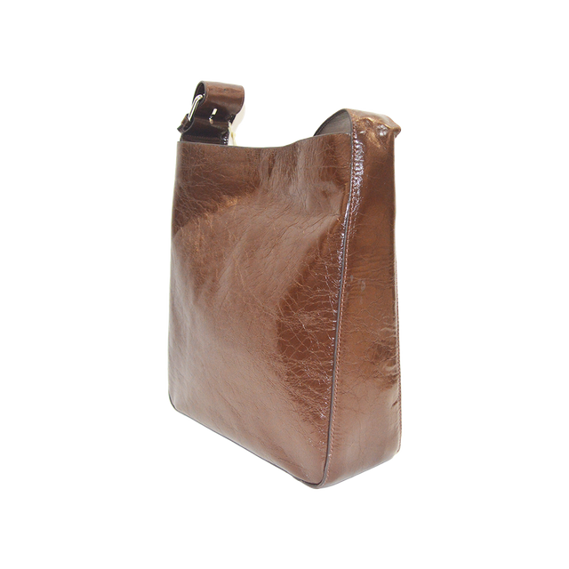 Leather Unisex Crossbody Bag Brown