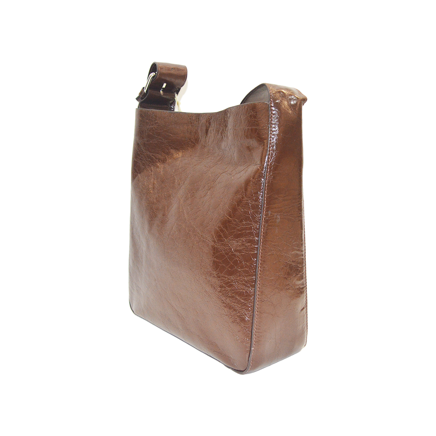 Leather Unisex Crossbody Bag Brown