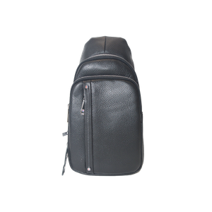 Mens Sling Bag Small Genuine Leather Chest Shoulder Bags Travel Crossbody Casual Daypack Black