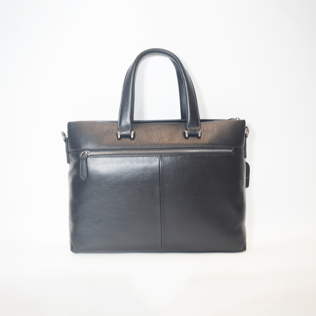 Full Grain Cow Leather Portable Briefcase Bag Laptop Leather Business Bag with Magnetic Snap