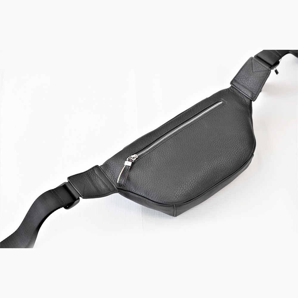 Genuine Leather Designer Travel Fanny Pack with Waist Belt Black