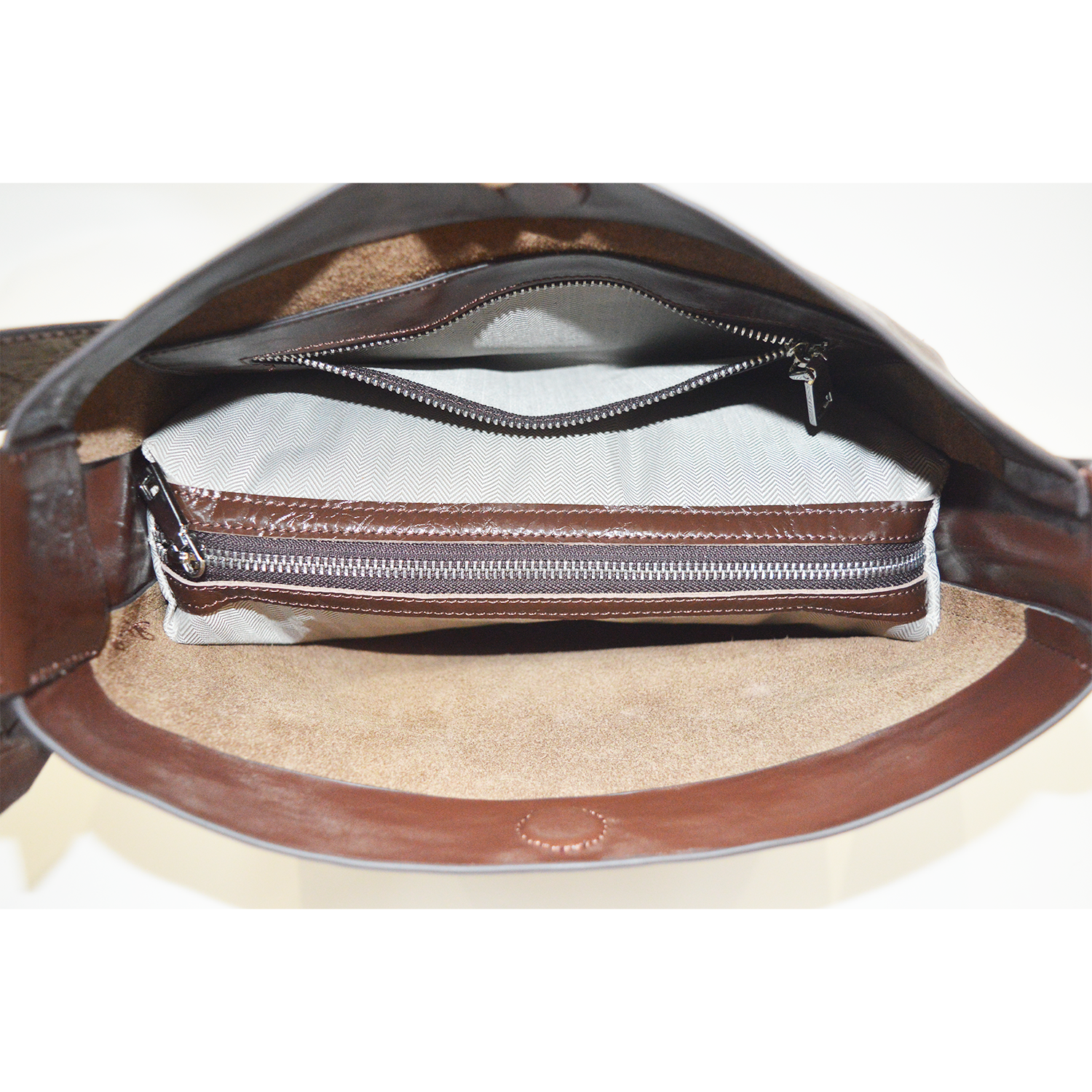 Leather Unisex Crossbody Bag Brown