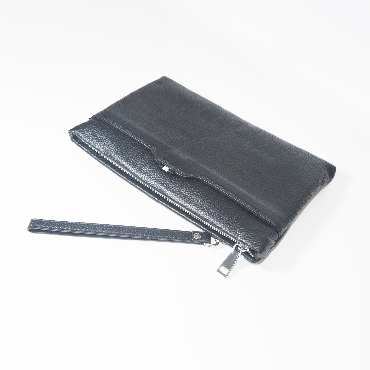 Men's Genuine Leather Clutch Bag Minimalist Business Wrist Wallet Purse with Zipper Card Slots
