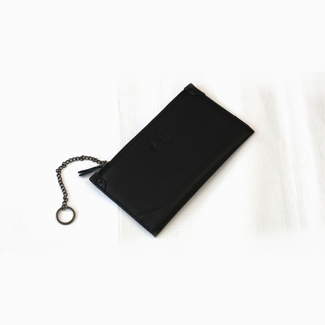 Soft Lightweight Genuine Leather Wallet Handbag with Chain Handle