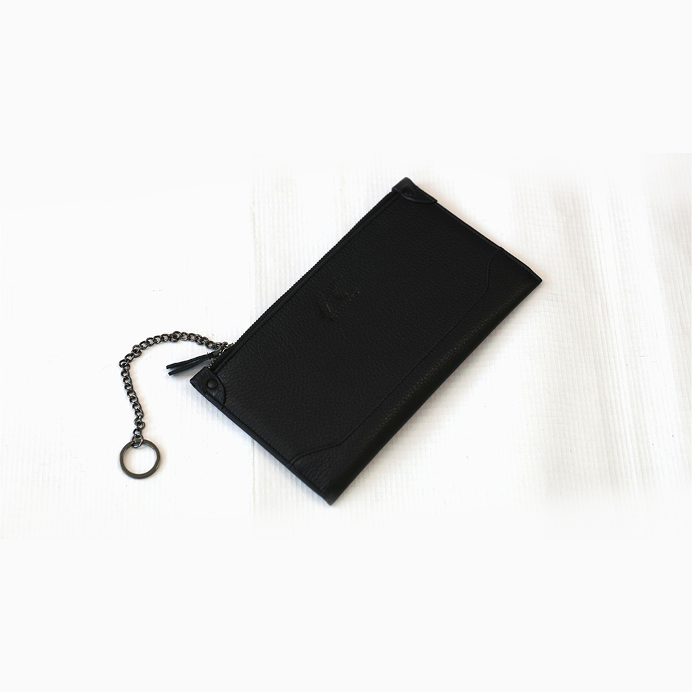 Soft Lightweight Genuine Leather Wallet Handbag with Chain Handle