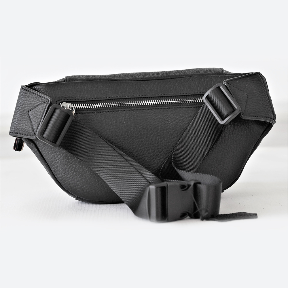 Genuine Leather Designer Travel Fanny Pack with Waist Belt Black